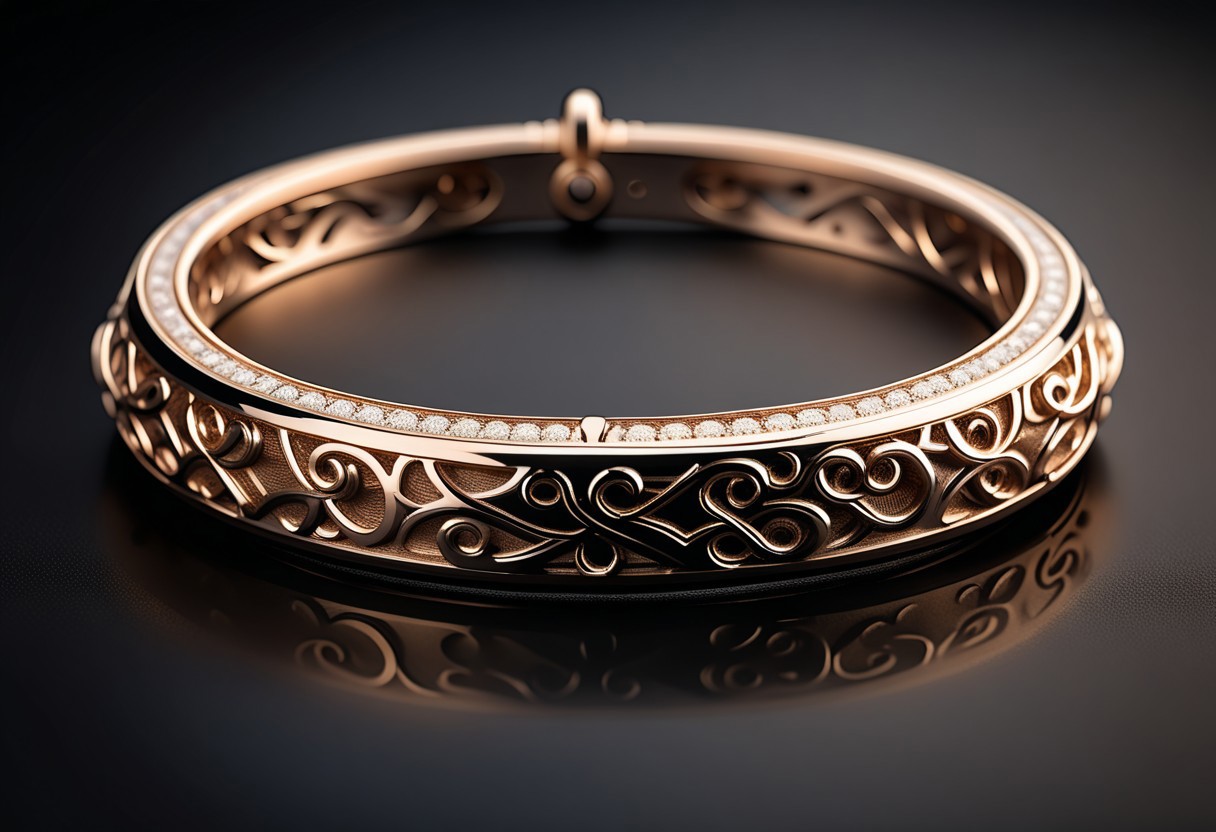 Jewelry photography, cartier style, highly detailed product photo, keyshot product render
BREAK
Beautiful photo of closed collar engraved with titanium filigree, laying on a table,
BRSAK
Black background