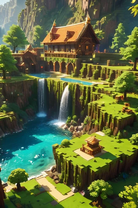 Minecraft style (((Ultra-detailed, 8k, highres, masterpiece)))(((epic-Ultra-HD-details, epic-Ultra-HD-highlights, epic-photo-same-realistic, upscaled-resolution, optimal)))a beautiful serenemagical landscape,<lora:ral-czmcrnbw:0.8>,ral-czmcrnbw,<lora:cs-cr1stal-v2:0.8>,cs-cr1stal-v2,<lora:More_interesting_backgrounds:0.8>,IBG,<lora:more_details:1>,<lora:SyFyEye1_v2.0:0.8>,SyFyEye1, . Blocky, pixelated, vibrant colors, recognizable characters and objects, game assets