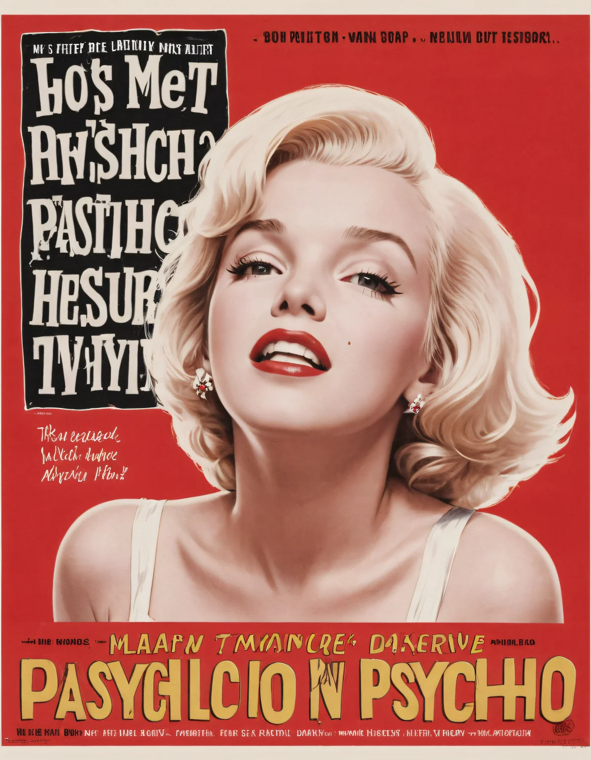 marylin monroe, classic movie poster, big letter, movie (psycho)