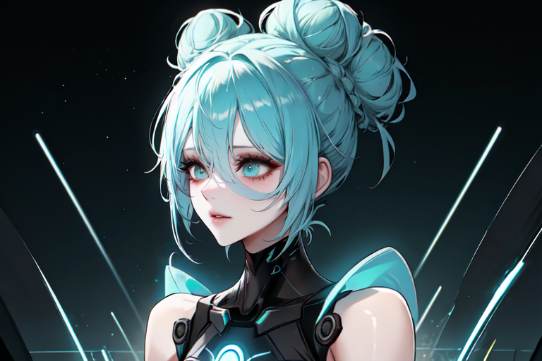 highly insanely detailed, masterpiece, top quality, best quality, highres, 4k, 8k, RAW photo, (very aesthetic, beautiful and aesthetic),  
(rsef style,fevercell style),futuristic_landscape,abstract_background,energy_auras, 
<lora:rsef-000225:0.6>, 
(1girl:1.3), 
1other, 
, 
, 
short hair,hair over one breast,vortex hair,bioluminescent hair,bun cover,hair bun,double bun,hairpods,hair ornament,bun cover, 
(nonipples,Nipless), 
__lazy-wildcards/subject/env-bg/others/main-types/*__, 
,âââ