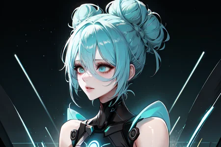 highly insanely detailed, masterpiece, top quality, best quality, highres, 4k, 8k, RAW photo, (very aesthetic, beautiful and aesthetic),
(rsef style,fevercell style),futuristic_landscape,abstract_background,energy_auras,
<lora:rsef-000225:0.6>,
(1girl:1.3),
1other,
,
,
short hair,hair over one breast,vortex hair,bioluminescent hair,bun cover,hair bun,double bun,hairpods,hair ornament,bun cover,
(nonipples,Nipless),
__lazy-wildcards/subject/env-bg/others/main-types/*__,
,âââ