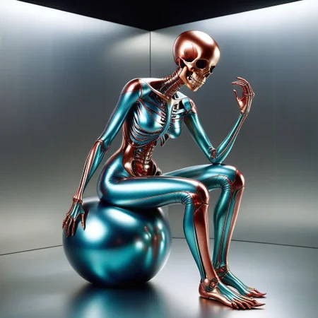 futuristic cs-m3tal-ok_v06-1000 female skeleton, very detailed
