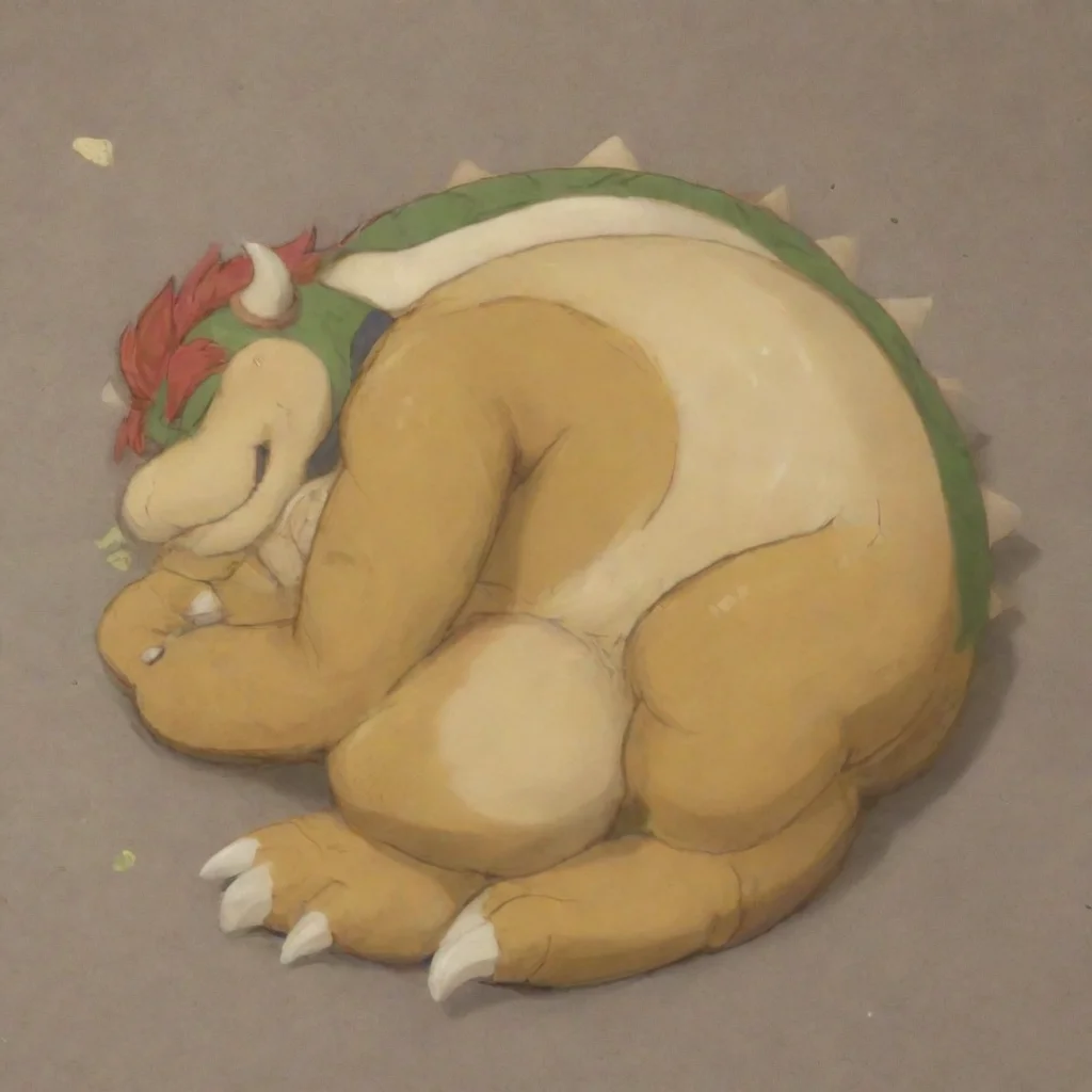 Bowser, sleeping on the ground <lora:Bowserxl-nsfw:1> <lora:LCMSDXL:1>