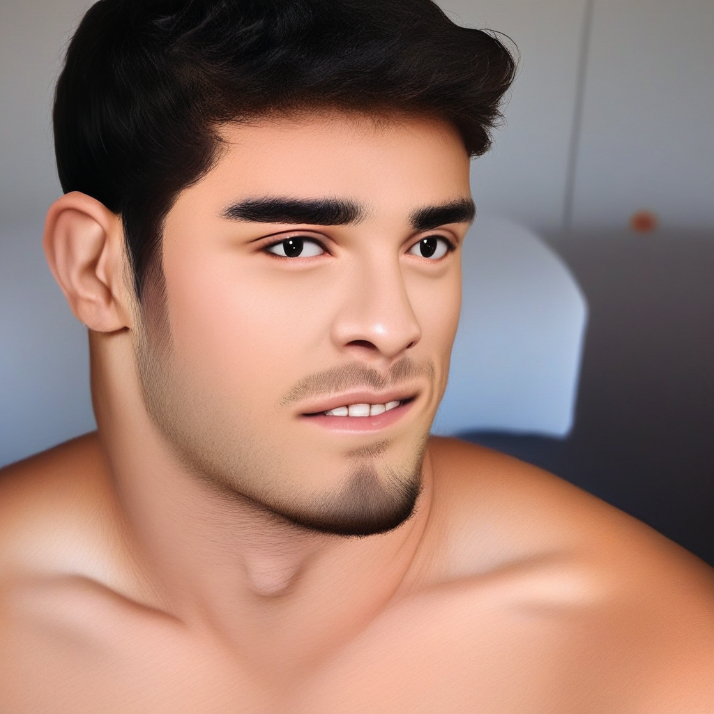1boy, realistic, pubic hair, facial hair,