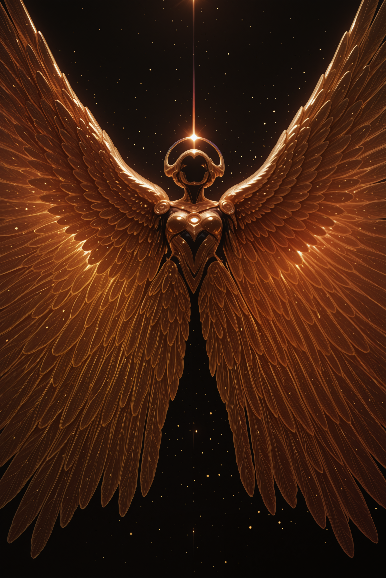 embedding:lazypos, focused subject, close up, stylized, in gold and neon shades, wabi sabi, 1girl, rainbow angel wings, looking at viewer, dynamic angle, from below, from side, relaxing  <lora:TrendCraft_The_Peoples_Style_Detailer-v1.0A-3_13_2025-illustrious:0.8>