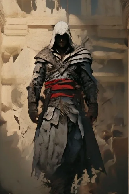 Male knight in assassin's robes and hood, american soldier, bright sunlight lighting, ((red white and blue colors of the United States of America)), ((assassin's creed)), Ezio's assassin's creed hood, highly detailed fantasy full body, medieval armor and an epic ornamented mask, cape, very wide shoulders, wearing gauntlets, proud warrior wearing intricate medieval HKStyle armor, dynamic pose, dynamic angle, symbolic, highly detailed, sharp focus, militaristic, (Classic red, white, and blue of the American flag background), chaos warrior, absurdly detailed, knight, armor, sword, holding weapon, american flag background, United states flag in background