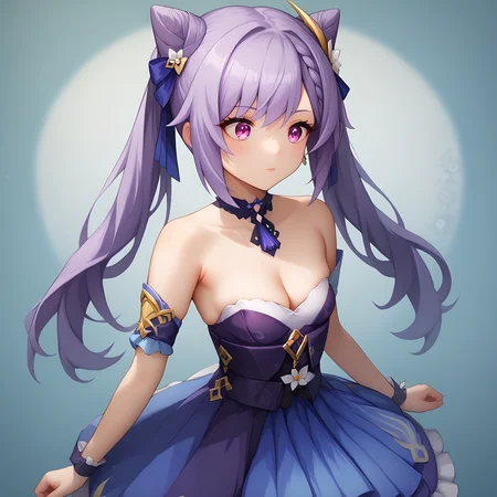 (detailed background:1.5),score_9,score_8_up,score_7_up,score_6_up,source_anime,anime style,1girl,<lora:StS_PonyXL_Detail_Slider_v1.4_iteration_3:1>,<lora:Breast Slider - Pony_alpha1.0_rank4_noxattn_last:-0.5>,
<lora:Nipple Size Slider_alpha1.0_rank4_noxattn_last:-0.5>,<lora:d3t41l3dXLP:0.3>,<lora:m0njy4XLP:0.5>,<lora:susamix010-pony:0.3>,<lora:cutecorestyle:0.3>,cute,kawaii,<lora:age_slider_v4:1>,mature female,<lora:Tight_corset:0.8>,tight_clothes,tight_corset,(skindentation),cleavage,strapless,bare shoulders,undersized clothes,<lora:genshin-keqing-ponyxl-lora-nochekaiser:1>,keqing,purple hair,hair bun,purple eyes,double bun,twintails,dress,