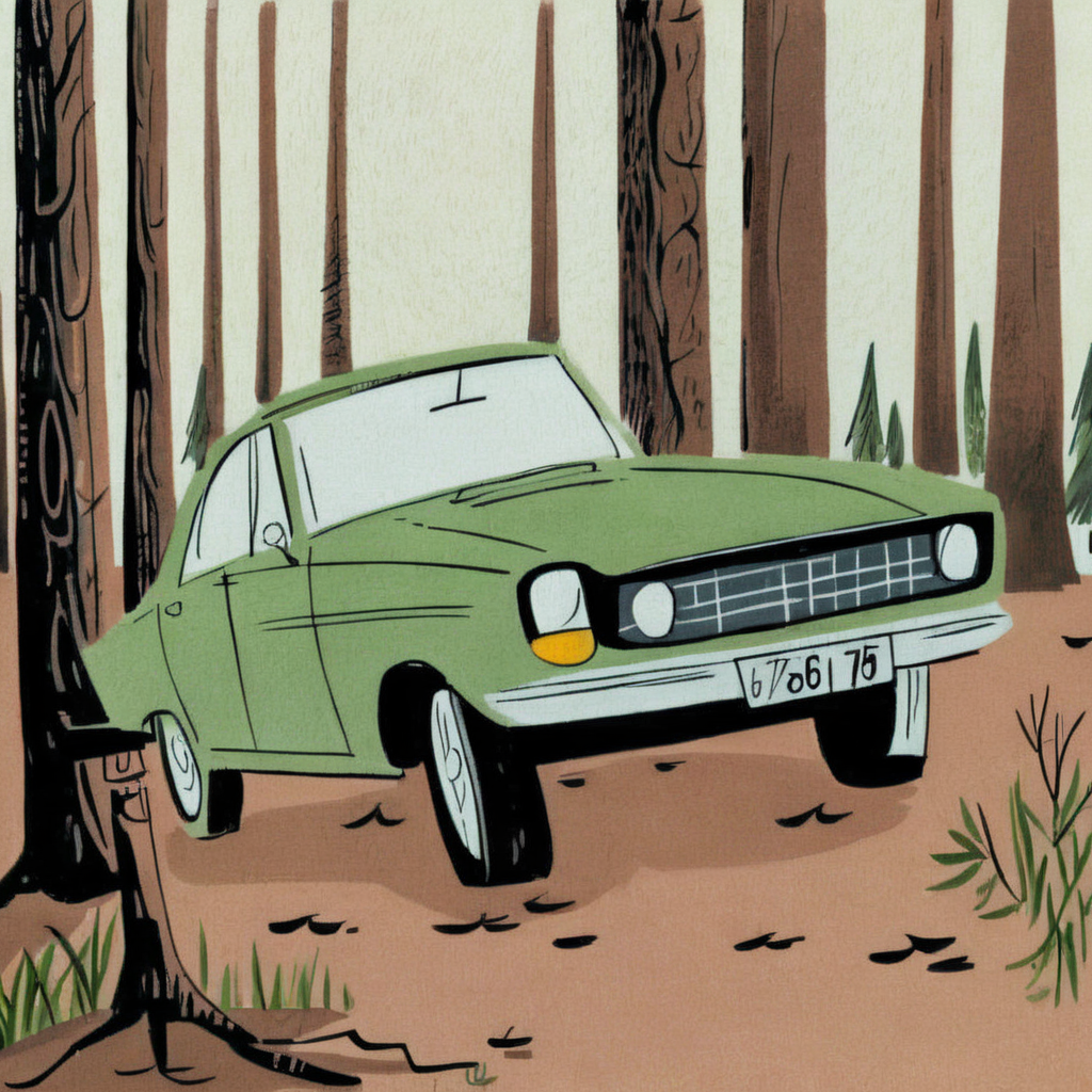 drawix23 old car in forest,  very detailed<lora:drawix23:1>