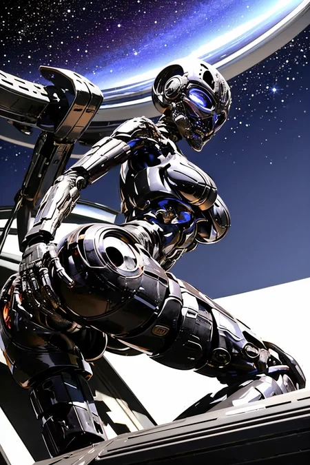 ((view from left side):1.2) explosions in the background, night sky, (Sitting with legs stretched out in front:1.2) (Realisitc:1.5) woman T-X, gigantic breasts, big ass, <lora:EdobT-X_v1.0:0.8>