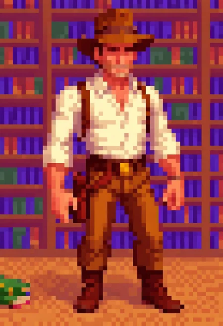 pixel art PixArFK
lucasarts style,
indiana jones in a library
masterpiece, best quality, high quality,