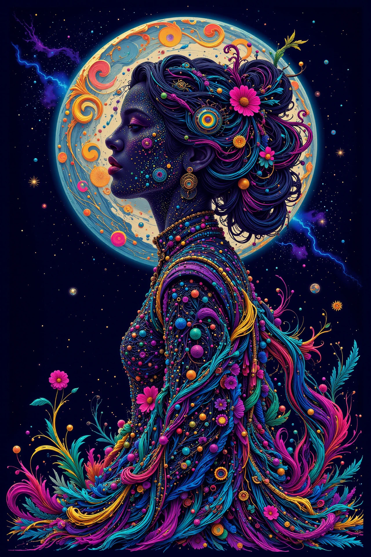 moor, bright luminous starry night, woman, very intricate, very detailed, sharp, bright, colorful, <lora:Hand v2:0.5> <lora:Anti-Blur:1><lora:Insane Detail Slider:0.25>  <lora:flux.1_lora_flyway_Epic-detail_v2:0.3> <lora:fluxenhancer:0.25><lora:ck-Neon-Retrowave:0.4> ck-rw, in the style of ck-rw,  <lora:Neurocore Anime Cyberpunk:0.8> A digital artwork in the style of cknc