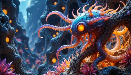{"T5": "alienplants,A highly detailed, 16:9 landscape format photograph of a futuristic alien with holographic bioluminescent skin, natural etchings, insectoid body, reflective light brown eyes, flexible glowing antennae, and bioluminescent limbs, cybernetic implants and tentacles, set against the backdrop of an ancient futuristic city. The cityscape features crumbling buildings overgrown with bizarre, alien plants that emit a soft, ethereal glow, blending seamlessly with the bioluminescent features of the alien. The scene is bathed under the starlight, with a sense of history lingering in the air. The alien stands prominently in the foreground, its body angled slightly towards the viewer, with one of its tentacles curled around a crumbling pillar, as if claiming the place. Its eyes reflect the light of the bioluminescent plants and its own skin, showing a deep connection to its surroundings. The composition follows the rule of thirds, with the alien and its immediate surroundings forming the main focal point, while the sprawling cityscape behind adds depth and context.,", "CLIP-L": "alienplants,photographic, hyperrealistic, futuristic alien, holographic bioluminescent skin, natural etchings, insectoid body, reflective light brown eyes, flexible glowing antennae, bioluminescent limbs, cybernetic implants, tentacles, ancient futuristic city, crumbling buildings, overgrown vegetation, bizarre alien plants, starlight, 16:9 landscape format, highly detailed, insectoid, bioluminescent, cybernetic,"}
<lora:alienplants-000015:0.85>