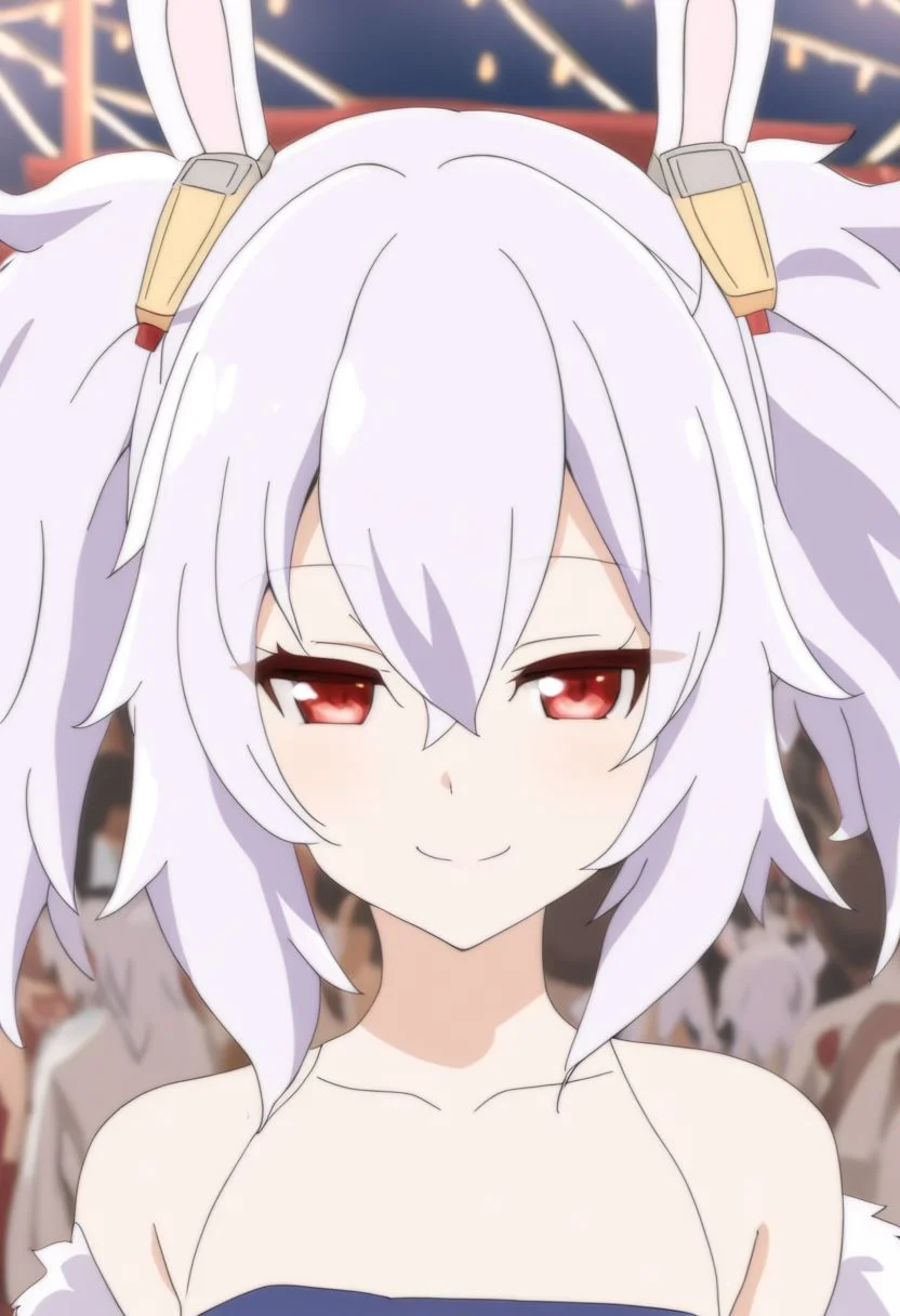 Azur Lane Slow Ahead Style, 1girl, solo, Laffey from Azur Lane, portrait, above eye level, elegant smile, looking at the viewer, festival, masterpiece