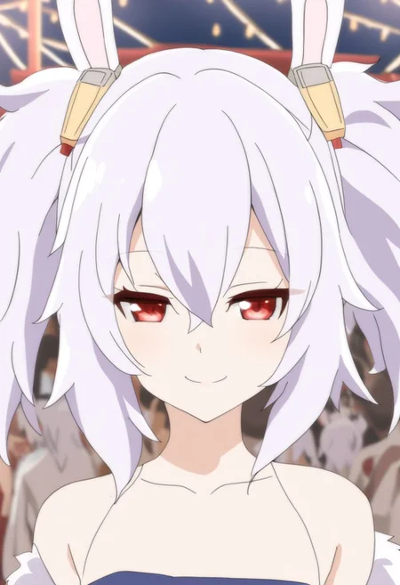 Azur Lane Slow Ahead Style, 1girl, solo, Laffey from Azur Lane, portrait, above eye level, elegant smile, looking at the viewer, festival, masterpiece