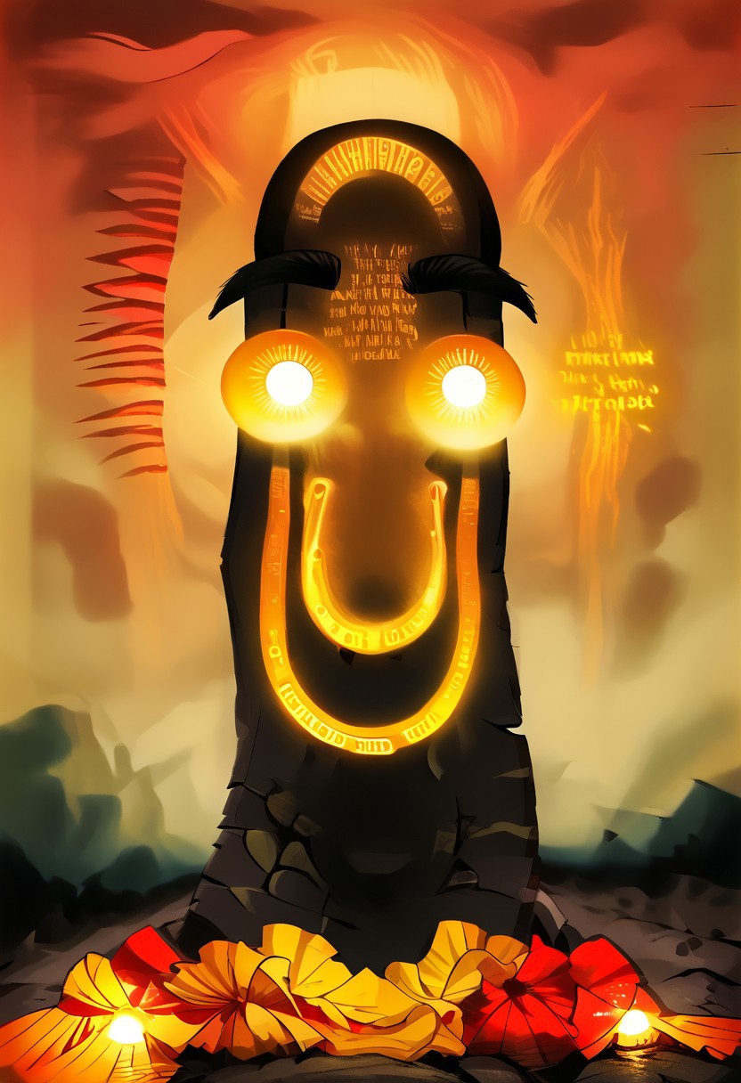 linquivera,  Ink illustration, (anime:0.5), brown tones, aged black red paper, inkpunk, moonlight,surreal, a giant pillar on a hill, pillar, hill, orange text, glowing text, digital screen, (at a distance), Will-o'-the-wisp, moonlit, lonely, solitude, windy,  OverallDetail, extremely detailed, UHD,(long exposure , dystopian but extremely beautiful:1.4), cl1ppy, pokemon (creature),