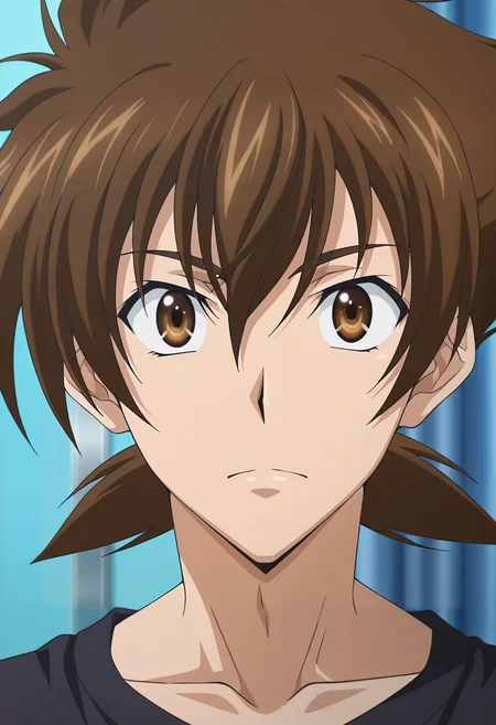 masterpiece, best quality, , anime screencap, anime coloring, official style, looking at viewer, 1boy, solo, male focus, <lora:issei_hyoudou_ilxl:0.9>, issei_hyoudou, brown hair, brown eyes, hair between eyes, short hair, , ,
