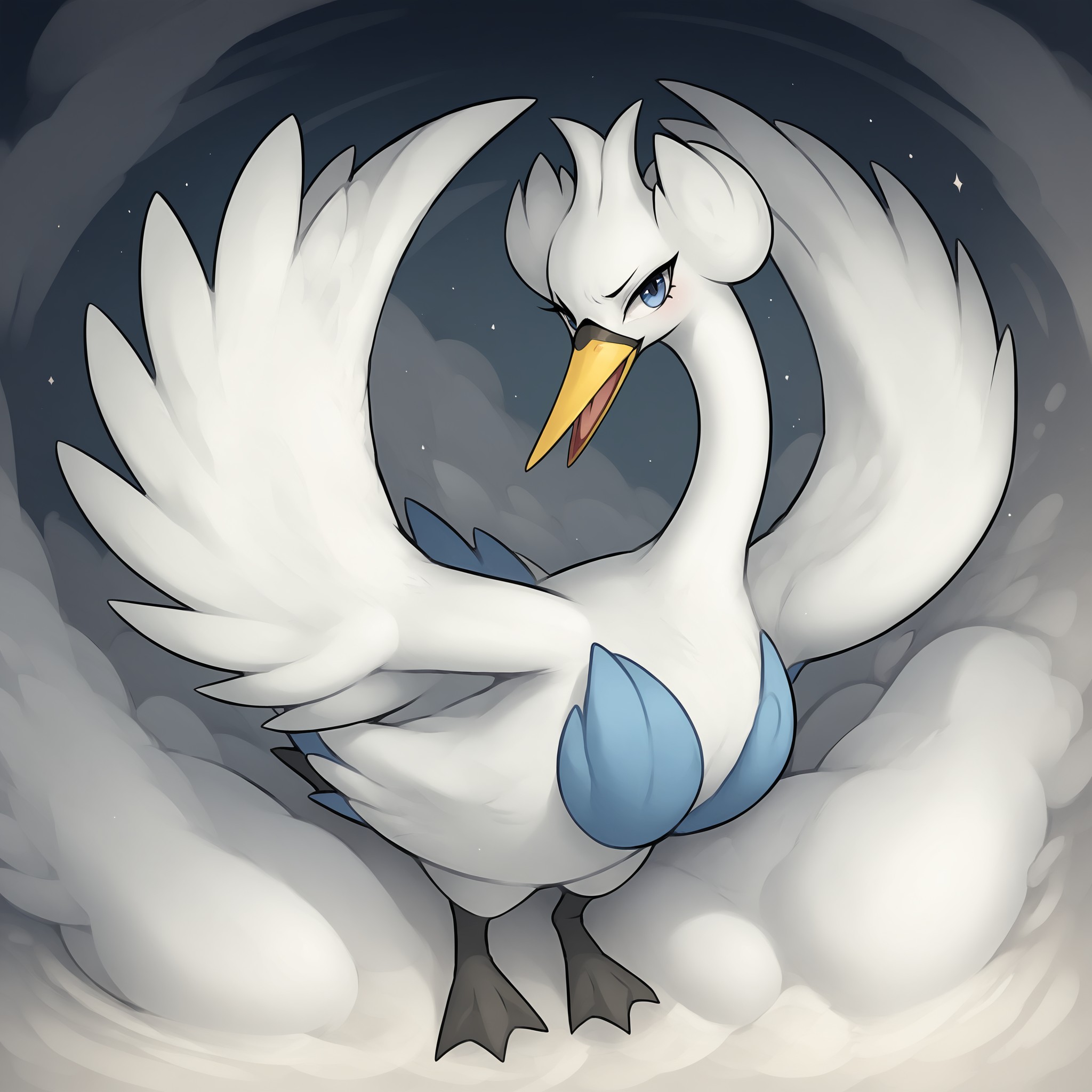 score_9, score_8_up, score_7_up, Swanna, pokemon \(creature\), (solo), full body, avian, beak, looking at viewer, sunny, <lora:cefaa866-a58e-40ba-a219-79ab392f7d60:1.0>, <lora:ffb4b896-8f3f-4879-ada8-9fac134f5a50:0.9>