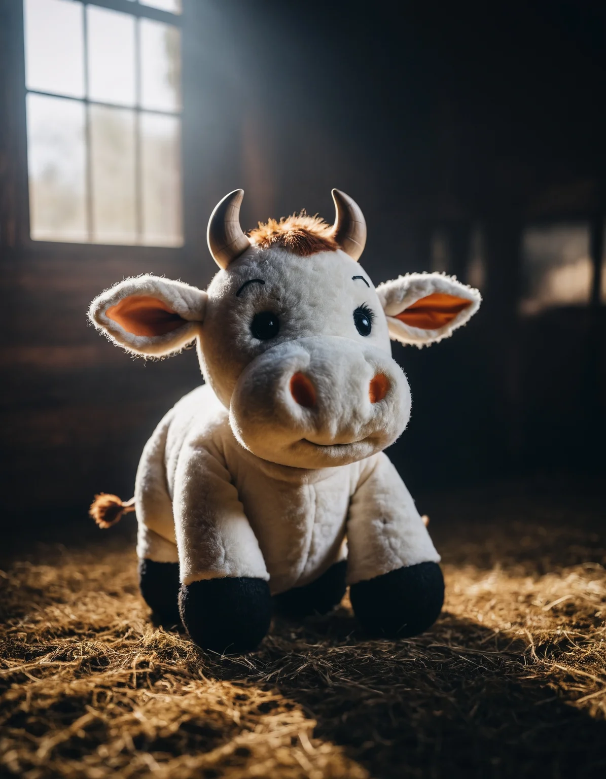 cinematic photo of plushy cow, perfect environment, cinematic lighting, epic, dof