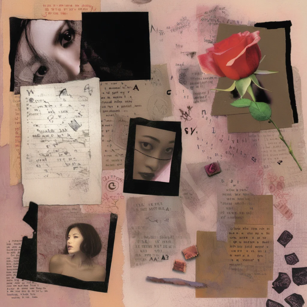 astrstica about a girl trapped who longed for a rose, fragments of a wall and pieces of letters, collage<lora:astrstica:0.8>