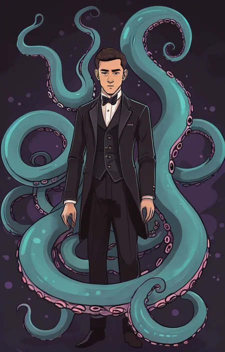 masterpiece,best quality,<lora:tbh30-sdxl:0.9>,illustration,tentacles,csulu, portrait of noble man