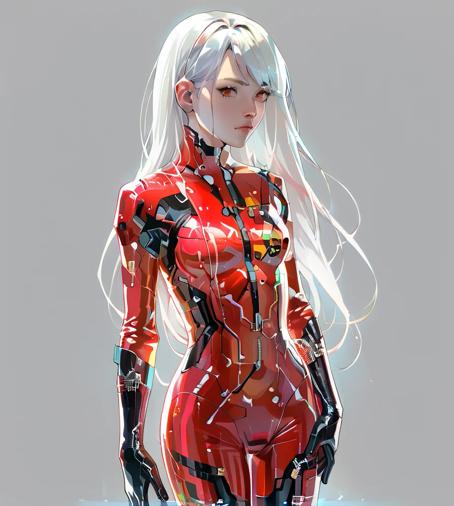 score_9, score_8_up, score_7_up, score_6_up, score_5_up, score_4_up, source_anime, BREAK
 <lora:Circuit_patternPony:0.8>,
circuitpattern,
 1girl, solo, long hair, white hair,body suit,red suit