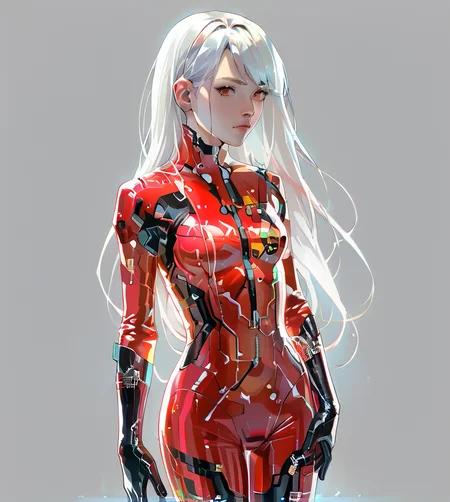 score_9, score_8_up, score_7_up, score_6_up, score_5_up, score_4_up, source_anime, BREAK
 <lora:Circuit_patternPony:0.8>,
circuitpattern,
 1girl, solo, long hair, white hair,body suit,red suit