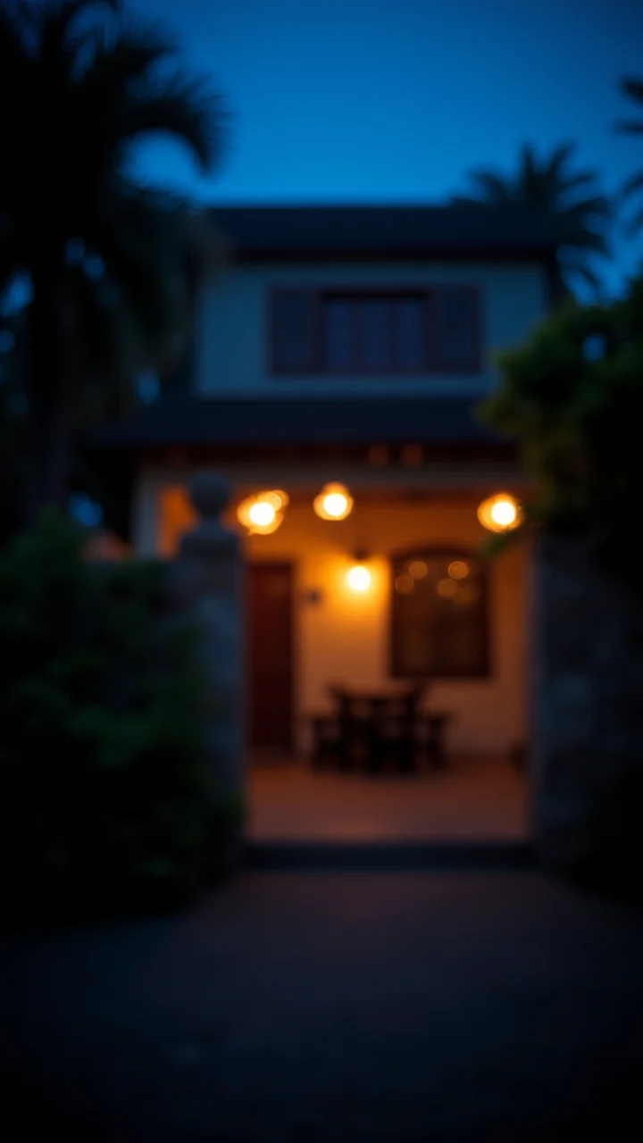 (by Samuel Peploe:1.3) , photograph, Sharp focus of a Hoi An and Cottage, warm background, at Blue hour, Photorealistic underwater scenes, nonlinear narratives, en plein air, photorealism, Eerie colors, bokehmachine