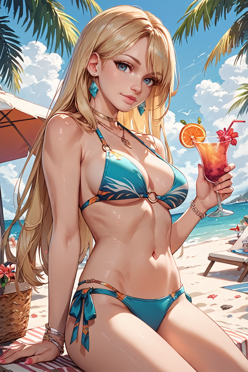 score_9, score_8_up, score_7_up, score_6_up
<lora:RE4Ashley:1.0>
RE4Ashley, 1girl, blonde hair, looking at viewer, at a beachside resort, bikini, holding a colorful cocktail