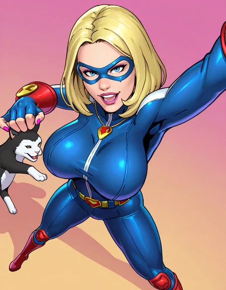fighting game style ,masterpiece, best quality,
<lora:SusanSteelQuiron_style_v3:1>
SusanSteelQuiron, Playing with pets, ,
1girl, superhero, superheroine with sexy body woman, thick thighs, makeup, big breasts, jewelry, necklace, nail polish, lips, knee pads,
Stargirl (Courtney Whitmore) - DC Comics
from above, paw pose,
natural midnight steel factory, . dynamic, vibrant, action-packed, detailed character design, reminiscent of fighting video games