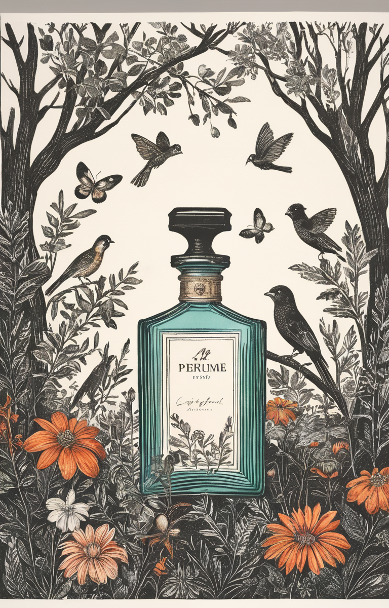 masterpiece,best quality,<lora:tbh39-sdxl:0.9>,illustration, A bottle of perfume in garden