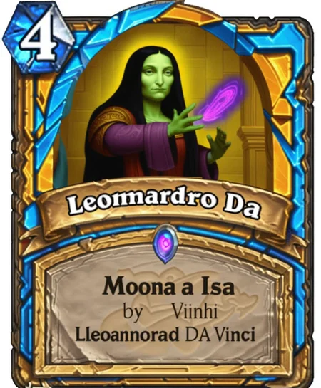 A ((mona lisa by leonardo da vinci)) Hearthstone Card <lora:SDXL-HearthstoneCard-Lora:0.8>