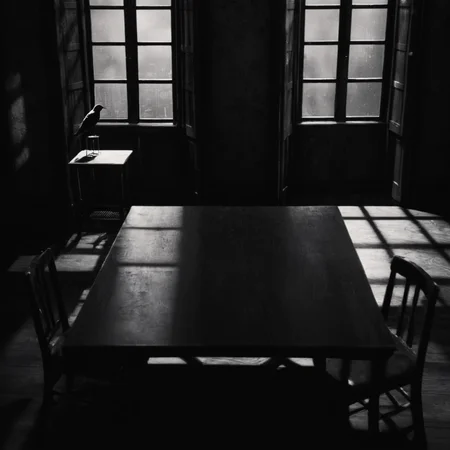 cinematic film still of <lora:sin city style v2:1>
High angle from above,In Sin City universe a room with a window and a table with a bird on it sin city style,monochrome,greyscale,indoors,no humans,window,shadow,chair,table,plant,scenery,wooden floor,potted plant,lamp,Frank Miller's Sin City,dark theme,cinematic film,comic book series,graphic novel,Neo-noir,high contrasts,sin city style , film noir, low key light, dim light, low light, dramatic light, film grain, shallow depth of field, vignette, highly detailed, high budget, bokeh, cinemascope, moody, epic, gorgeous, film grain, grainy