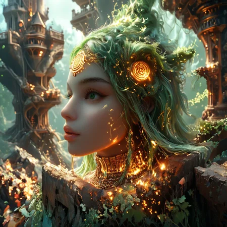 8k,hi res,(surreal,score_9, score_8_up, score_7_up, score_6_up),realistic analog photo, award winning photo,magnificent, celestial, ethereal, painterly, epic, majestic, magical, fantasy art ,(((tower))),(((in the ancient magical magical forest stands a tall tower with balconies and openwork windows, and arches, made of jade emerald blocks, surrounded by stone steles, ancient glowing volsheyye writings spiral around the tower, (depict a tower with magical writings)))),(hyper-realistic detailed background),<lora:Tangbohu Detail Tweaker:-0.1>,<<lora:Awfully_Stylish_v15.2:1>,<lora:extremely_detailed:1.2>,<lora:glowneon_xl_v1:0.75>