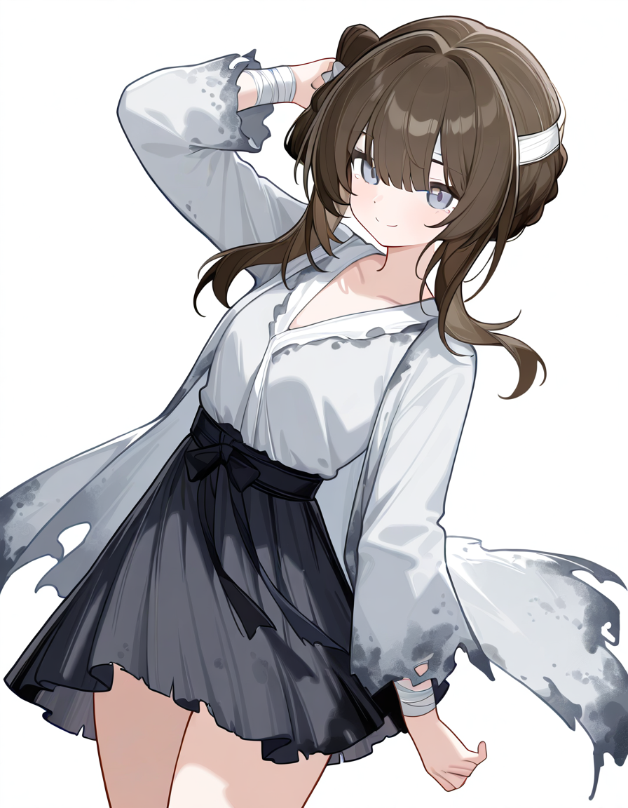 1girl,simple background,white background,cowboy shot,manshui,solo,looking at viewer,smile,<lora:manshui-000016:1>,, masterpiece, best quality, very aesthetic, absurdres,newest, incredibly absurdres,