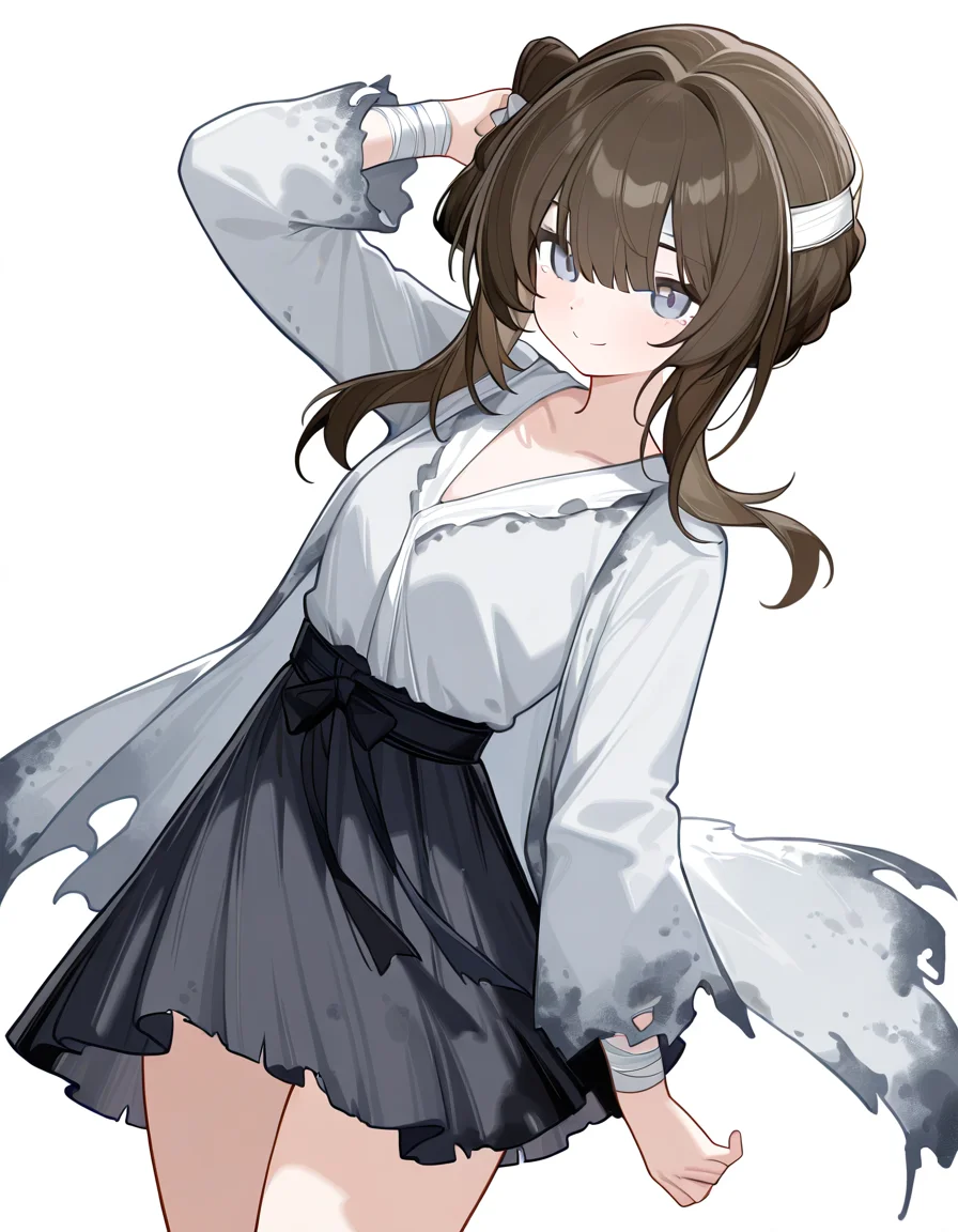 1girl,simple background,white background,cowboy shot,manshui,solo,looking at viewer,smile,<lora:manshui-000016:1>,, masterpiece, best quality, very aesthetic, absurdres,newest, incredibly absurdres,