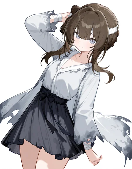 1girl,simple background,white background,cowboy shot,manshui,solo,looking at viewer,smile,<lora:manshui-000016:1>,, masterpiece, best quality, very aesthetic, absurdres,newest, incredibly absurdres,