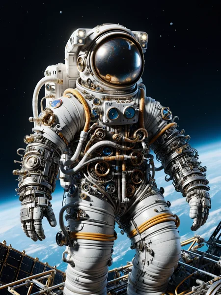 ais-scrapyrd astronaut, fixing the spacecraft<lora:Scrapyard_Style_SDXL:1>