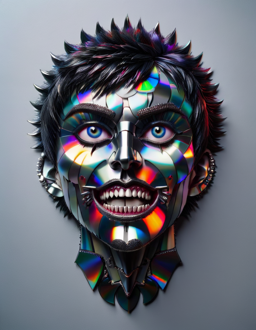 vampire with piercing fangs made of ral-glydch, sharp focus, masterpiece, sharp details, sfw, focus on face, made of ral-cmpctdsc <lora:ral-cmpctdsc:1>