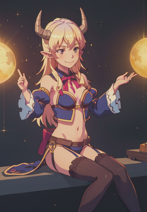 <lora:demongirl_next_door:0.8>, Lilith, 1girl, solo, cheeky smirk, sitting,, (magical, magnificent, masterpiece:1.3), (trending on CGSociety, trending on pixiv, contest winner:1.3)
