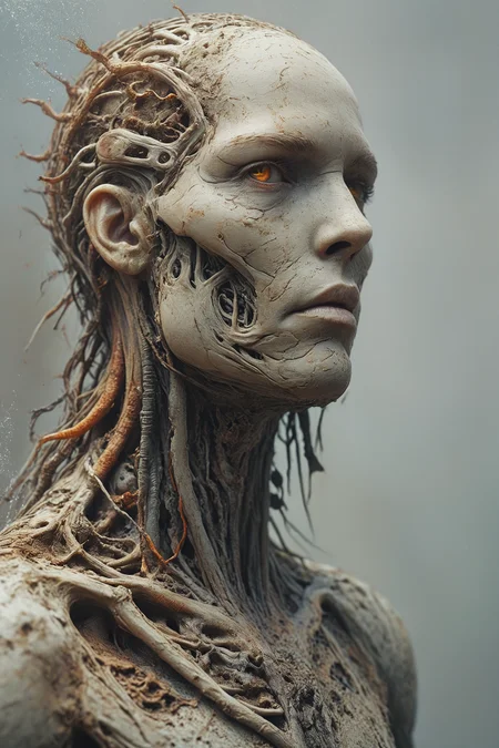 Hyperrealistic art (Highest Quality, 32k, masterpiece, Amazing Details:1.1) multiple indefinable White and bloody worm like Organisms, night,disturbed Sickness, indefinable worms are intricately designed with a blend of biomechanical elements and cybernetic aesthetics,wire-like veins decorate the full Organisms, the worm like Organisms parts are generated from rusted metal and organs,highlighting the suffering and starvation, surrounded by a ominous towering wall of dark grotesque slimey rotten flesh monsters and body remnants, their Sil Anatomy forms distorted and nightmarish background is a plain translucend sepia Color, created by Zdzislaw Beksinski and H.R Giger, Cinematic, movie mood, in Hell, burned air, dark paths that disappear into the depths, cinematic light, dense orange shimmering ground fog, dust, fire, particles, glowing, reflections, compelling composition, scary atmosphere, mood, and depth, creating a visually striking image that feel like still frame from another world, strong canvas texture <lora:SDXL-ExtremelyDetailed:0.36> <lora:ral-zmbyz:0.08> ral-zmbyz, zombie <lora:ral-azh:0.44> ral-azh