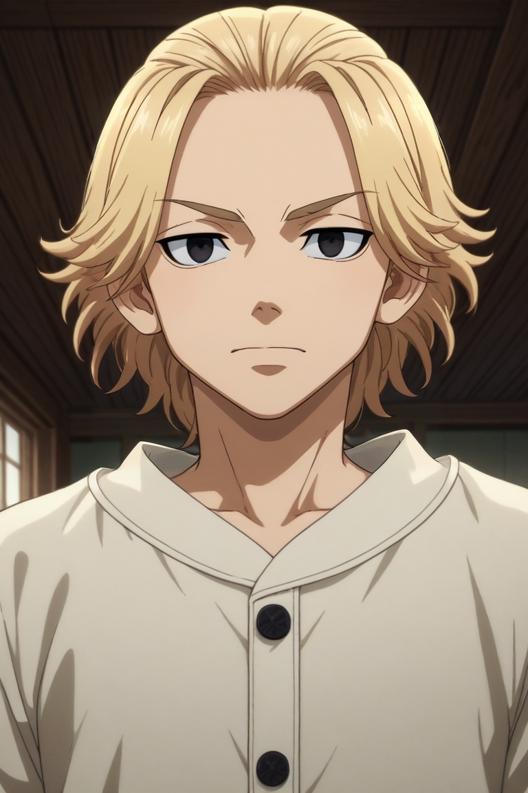 score_9, score_8_up, score_7_up, source_anime, rating_safe, , anime screencap, anime coloring, official style, looking at viewer, , 1boy, solo, male focus, <lora:manjirou_sano_pony:0.78>, manjirou_sano, 1boy, blonde hair, black eyes, medium hair, , close-up, fantasy land, indoors, dark, holding object, wavy mouth, clown costume, <lora:sdxl_lightning_8step_lora:1>