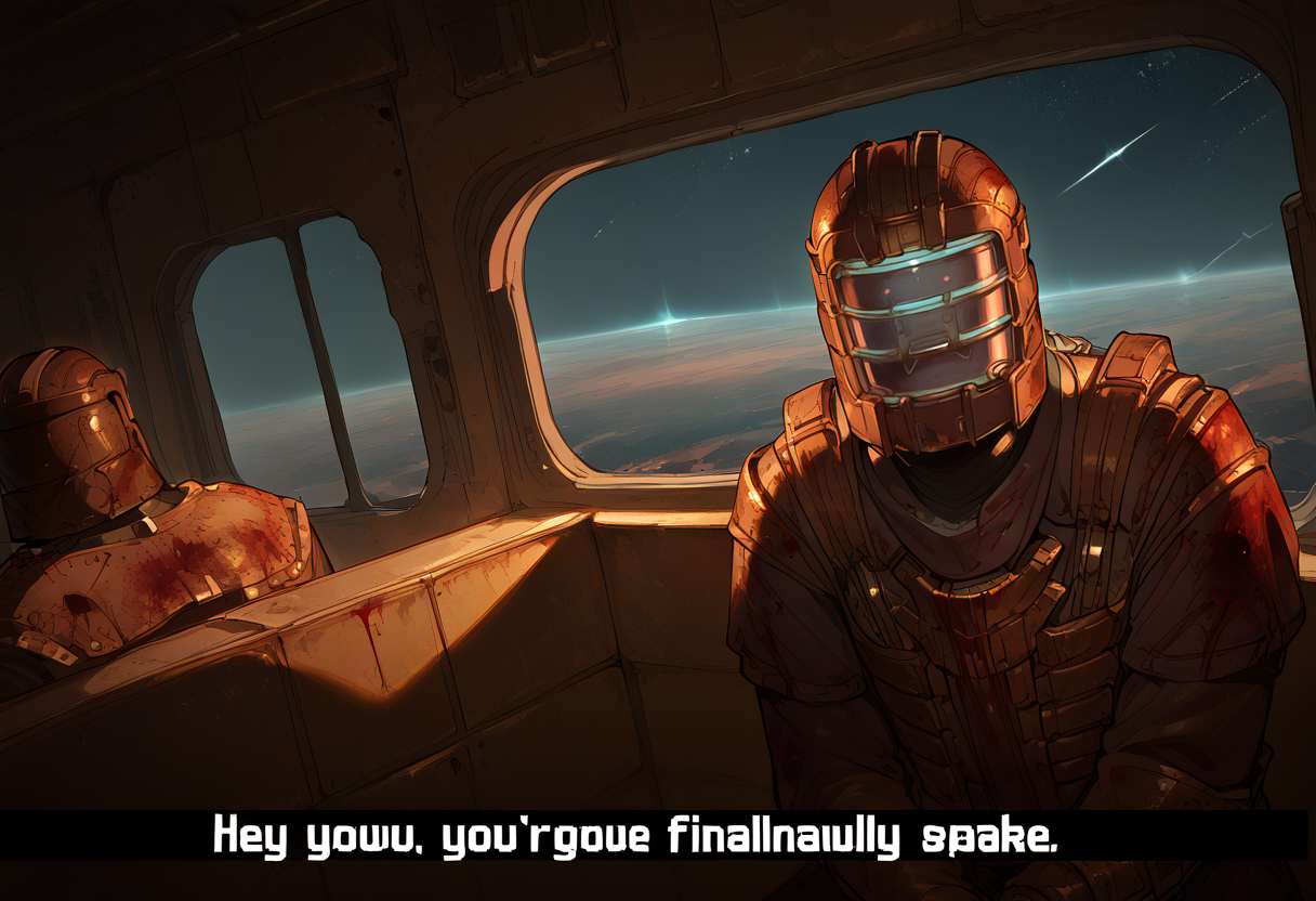 (score_9:0.9),score_8_up,score_7_up,anime style,rating_safe,
BREAK <lora:hey you, you're finally awake ponyXL v3.5:0.8>,hey you - you're finally awake,1boy,isaac_clarke dead space,armor, helmet, gloves, blood_on_clothing, blood wounded,horror_lighting science_fiction, spacecraft window stars,<lora:Isaac_Clarke__Dead_Space__PonyXL:1>,