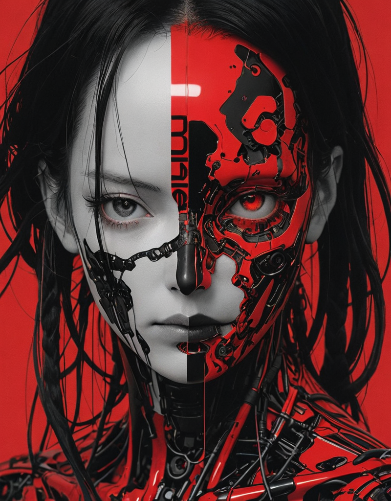 android portrait, biomorphic dystopia, Christopher Wool, Eikoh Hosoe, red and black tones, hyper detailed<lora:Sinozick:1> <lora:add-detail-xl:1> <lora:sdxl_offset_example_v10:1>