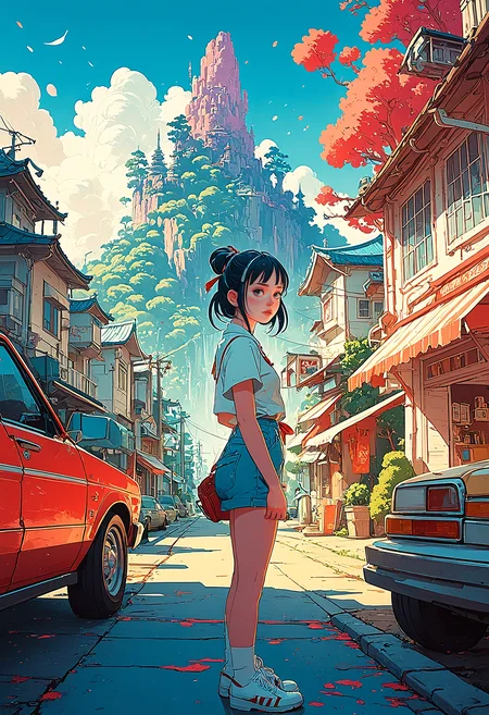 WANDERLUST ER, painted by James Gilleard, surrealism, airbrush, art by JamesJean and  fine details, Anime, realistic shaded lighting poster by<lora:add-detail-xl:1> <lora:MJ52:0.5> <lora:sss:0.5>