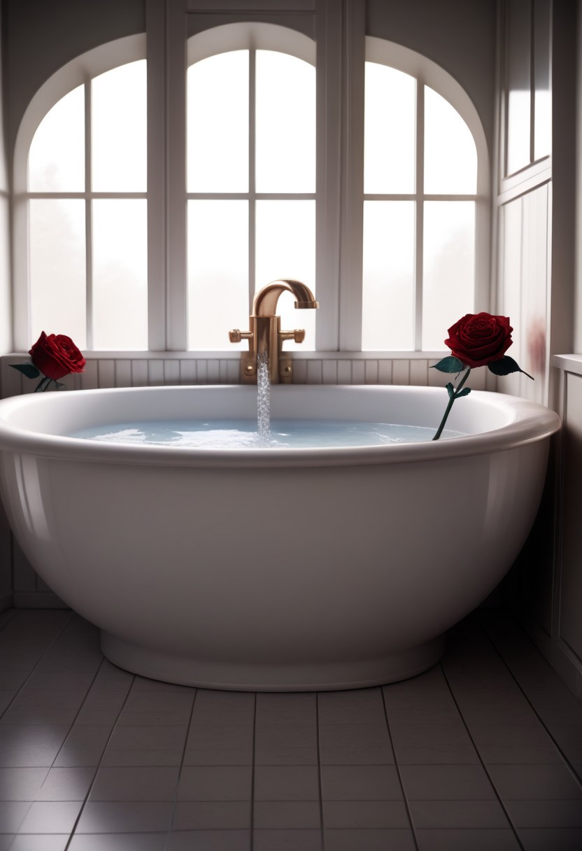 score_9, score_8_up, score_7_up, score_6_up,  (realistic photo), BREAK cinematic, highly professional, high contrast, BREAK lo-fi, soft colors,dskgold_filigree, no humans, flower, scenery, rose, red flower, window, still life, red rose, indoors, art deco bathtub, bathroom scene, gold filigree, made of gold,  gradient overlay, lo-fidelity, chromatic abberation, pastel colors, film grain, masterwork portrait ,specular highlights, rembrandt lighting, side lighting, extreme light and shadow, cinematic lighting, natural lighting,