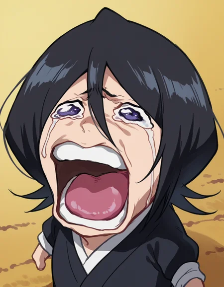 score_9, score_8_up, score_7_up, source_anime, <lora:rukia-kuchiki-ponyxl-lora-nochekaiser:1>, rukia kuchiki, black hair, hair between eyes, purple eyes, short hair, <lora:chopper-crying-ponyxl-lora-nochekaiser:1> chopper crying, chopper crying (meme), meme, wavy eyes, crying, tears, teeth, open mouth, tongue,, ,