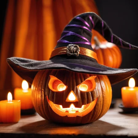 professional,macro photo of a pumpkin lamp with witch-hat on,lit colorful candles around,Halloween,
realistic textures,very detailed,ultra high quality,ultra high resolution,16k,depth of field,bokeh,soft shadows,studio lighting,
<lora:add-detail-xl:2>,embedding:OverallDetailXL,