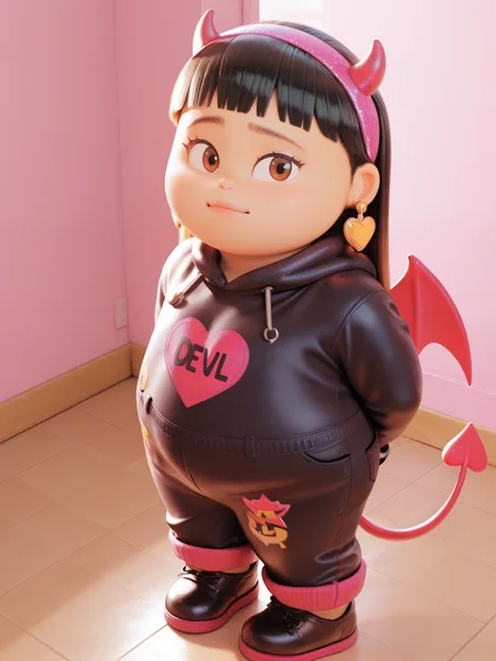 <lora:Abby_ParkIL:1> a_p, 1girl, plump, long black hair, fringe hair, brown eyes, hairband, heart earrings,
fullbody, (devil costume, devil cosplay:1.2)