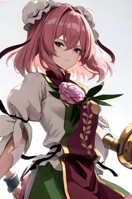 solo_focus, 1girl, ((white background, simple background)):2, (((masterpiece))), ((best quality)), ((ultra-detailed)), high resolution, absurdres, highres, ultra-detailed 8k unity wallpaper, 
ibaraki kasen,