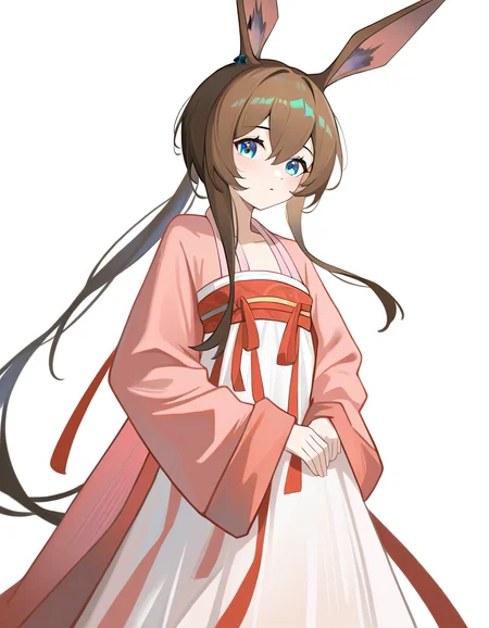 1girl,simple background,amiya \(arknights\),white background,hanfu,cowboy shot,<lora:hanfu-000018:1>,, masterpiece, best quality, very aesthetic, absurdres,newest, incredibly absurdres,